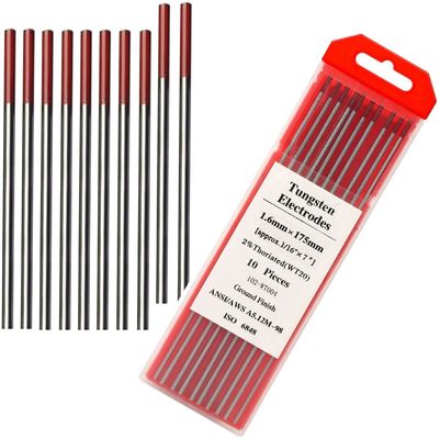 Wolfram-Elektrode 2% Thoriatiert 1/16' * 7" Rot WT20 10-Pack für TIG-Schweißprojekte