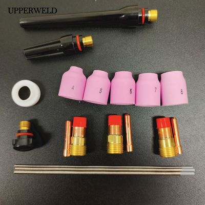 WP 17 18 26 TIG Taschenlampe Gasobjektiv-Set mit 18 Stück Keramik-Tasse/Aluminium-Düse/Kollett