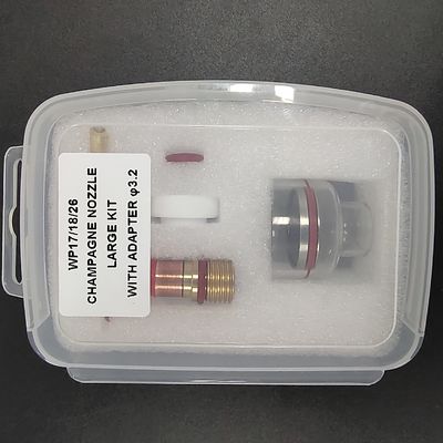WP-17/18/26 Champagner 3,2 mm Tig Düse Großes Kit mit Adapter für TIG Schweißquarz