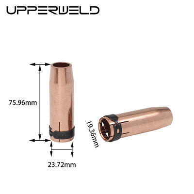 Luftgekühlte MIG MAG Gasschweißdüse mit Gasdiffusor Kontaktspitze Länge 75.96mm