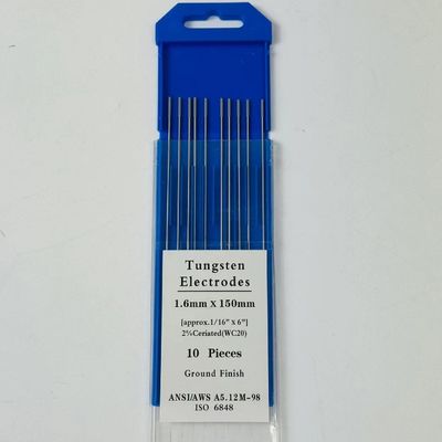 Kundenspezifische ODM-Unterstützung 1.6mm*150mm WC20 Wolframelektroden für TIG-Schweißverbrauchsmaterialien
