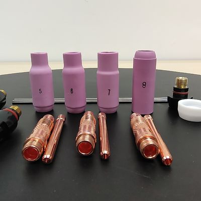Oberste WP17 18 26-10N 17Kit Gaslinsen Aluminium Düse Rücken Tasse TIG Schweiß Zubehör Kit Luftkühlung
