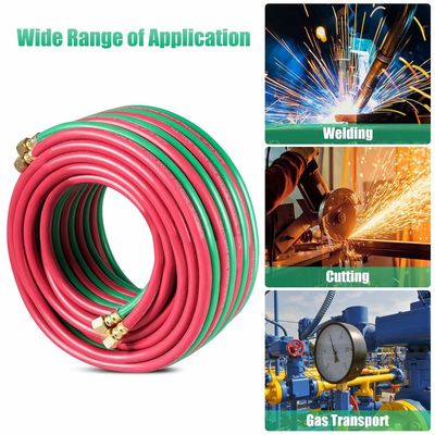 1.63KGS Weichschlauch 25ft 1/4" B Befestigungen 800PSI Oxy Acetylene Twin Typ T Grade R Grade Schweißschlauch