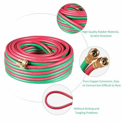 1.63KGS Weichschlauch 25ft 1/4" B Befestigungen 800PSI Oxy Acetylene Twin Typ T Grade R Grade Schweißschlauch