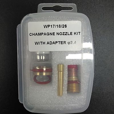 Durchsichtige Tig Schweißlampe Teile und Zubehör Champagner Düse Kit mit Adapter 2,4 mm