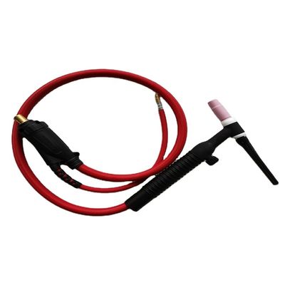 Oberer WT-17 10-25EU Gas-Argon-Tig-Flamme Luftgekühlte Schweißpistole zum Schweißen von Metallen Schwarz Rot