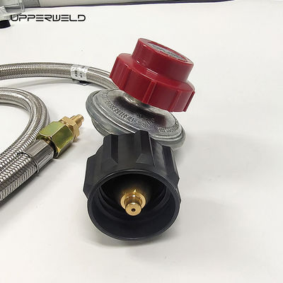5ft Rot und Silber Propan Edelstahl geflochten Camper Tank LPG Gas Schlauch mit Gauge