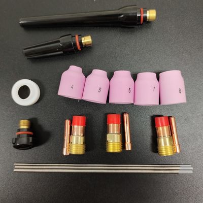 OBM Aluminium Düse Kollett Körper Elektroden Isolator TIG Schweißfackel Verbrauchsmaterialien Kit für WP-17/18/26 53N 18 Stück