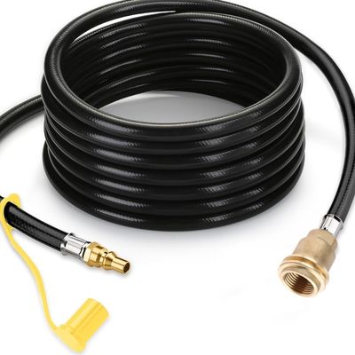 15 Fuß Schlauch Schwarz Oberer LPG Propan Messing Adapter Schlauch-Kit für Wohnmobil Tank RV Camping