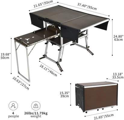 Modernes Design Camping Küche Tisch mit Aufbewahrung Schrank Weißpapierbox Paketmethode