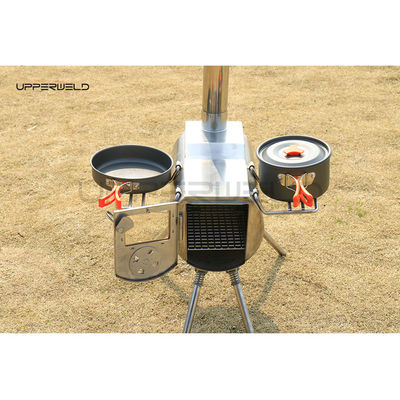 Trägliche Feuerholzkocher Grill Edelstahl Außenkocher für Camping Kochen