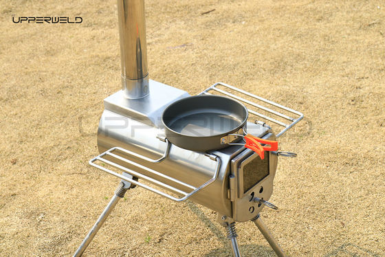 Trägliche Feuerholzkocher Grill Edelstahl Außenkocher für Camping Kochen