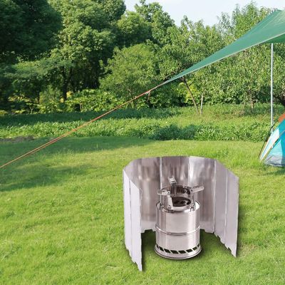 Aluminium Windschutzscheibe Campingofen Windschutzscheibe mit Tragetasche Leichtgewicht Butanbrenner 290g