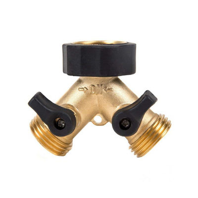 Messing-Gartenschlauch-Anschluss-Tap-Splitter mit 2 Ventilen und 2 Waschmaschinen