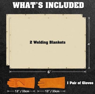100% Flammschutz-Schweißdecke 6x8 Fuß 2-Pack Set mit Handschutzhandschuhen