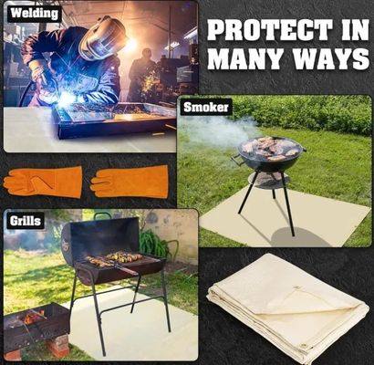 100% Flammschutz-Schweißdecke 6x8 Fuß 2-Pack Set mit Handschutzhandschuhen