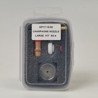 Langlebige TIG-Taschenverbrauchsmaterialien WP17 18 26 TIG Großes Champagnerklares Düsenpaket mit Kolbenkörper