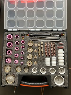 TIG Schweißlampe mit Gaslinse, Aluminiumdüse, Wolframelektrode und Klemmkörper